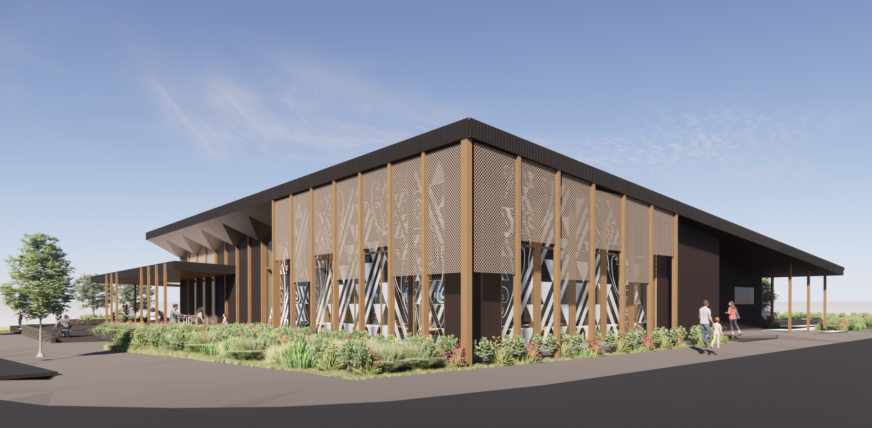 Kaikohe Library and Civic Hub design at intersection of Broadway and Raihara Street