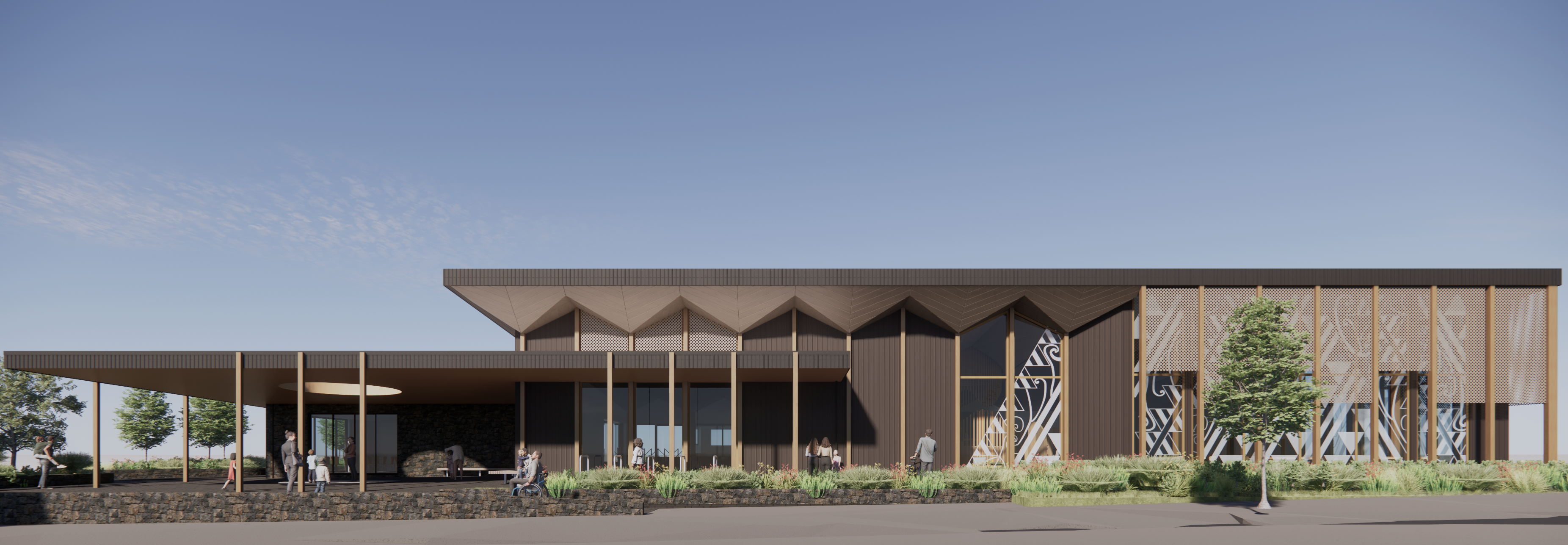 Side view of the Kaikohe Library and Civic Hub design